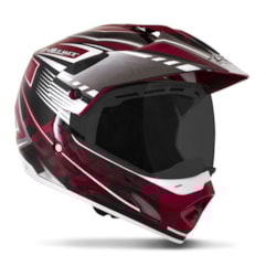 Capacete Cross TH1 Vision Adventure Vermelho Bordô/Branco Viseira Fumê Capacete Cross TH1 Vision Adventure Vermelho Bordô/Branco Viseira Fumê