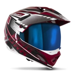 Capacete Cross TH1 Vision Adventure Vermelho Bordô/Branco Viseira Iridium Capacete Cross TH1 Vision Adventure Vermelho Bordô/Branco Viseira Iridium