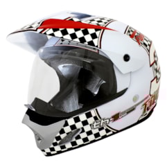 Capacete Cross Th1 Vision Faster Than Ever Branco e Vermelho Capacete Cross Th1 Vision Faster Than Ever Branco e Vermelho