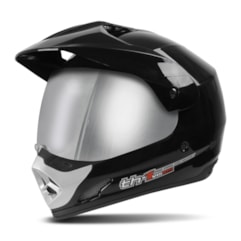 Capacete Cross TH1 Vision Preto Viseira Cromada Capacete Cross TH1 Vision Preto Viseira Cromada