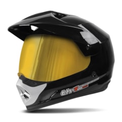 Capacete Cross TH1 Vision Preto Viseira Dourada Capacete Cross TH1 Vision Preto Viseira Dourada