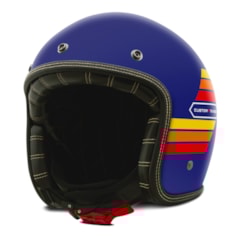 Capacete Custom Aberto Old Years Fosco Old School Vintage Chopper Classico Etceter Azul Capacete Custom Aberto Old Years Fosco Old School Vintage Chopper Classico Etceter Azul