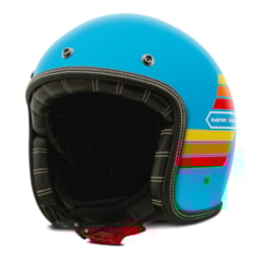 Capacete Custom Aberto Old Years Fosco Old School Vintage Chopper Classico Etceter Azul-claro Capacete Custom Aberto Old Years Fosco Old School Vintage Chopper Classico Etceter Azul-claro