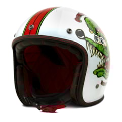Capacete Custom Psycho Rat Etceter Branco Capacete Custom Psycho Rat Etceter Branco