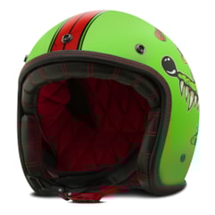 Capacete Custom Psycho Rat Fosco Etceter Verde Capacete Custom Psycho Rat Fosco Etceter Verde