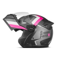 Capacete Gladiator Etceter Stronger Faster Brilhante Cinza - Rosa Capacete Gladiator Etceter Stronger Faster Brilhante Cinza - Rosa