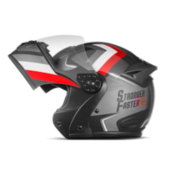 Capacete Gladiator Etceter Stronger Faster Brilhante Cinza - Vermelho Capacete Gladiator Etceter Stronger Faster Brilhante Cinza - Vermelho