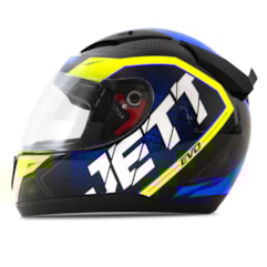 Capacete Jett Modelo Evo Line Brilhante Azul - Amarelo Capacete Jett Modelo Evo Line Brilhante Azul - Amarelo