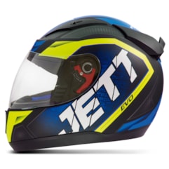Capacete Jett Modelo Evo Line Fosco Azul - Amarelo Capacete Jett Modelo Evo Line Fosco Azul - Amarelo