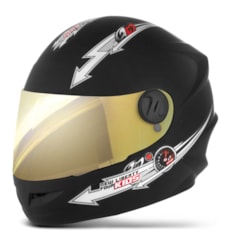 Capacete Liberty Four Kids Infantil Preto Fosco TAM. 54 VIS.DOURADA Capacete Liberty Four Kids Infantil Preto Fosco TAM. 54 VIS.DOURADA