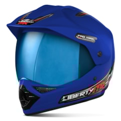Capacete Liberty MX Pro Vision Azul Viseira Iridium Capacete Liberty MX Pro Vision Azul Viseira Iridium