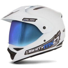 Capacete Liberty MX Pro Vision Branco Viseira Camaleão Capacete Liberty MX Pro Vision Branco Viseira Camaleão