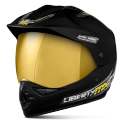 Capacete Liberty MX Pro Vision Preto Fosco Viseira Dourada Capacete Liberty MX Pro Vision Preto Fosco Viseira Dourada
