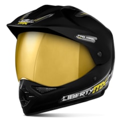 Capacete Liberty MX Pro Vision Preto Viseira Dourada Capacete Liberty MX Pro Vision Preto Viseira Dourada