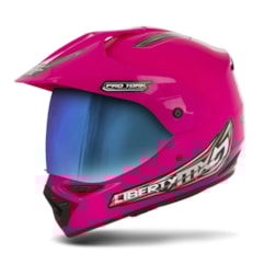 Capacete Liberty MX Pro Vision Rosa Viseira Camaleão Capacete Liberty MX Pro Vision Rosa Viseira Camaleão