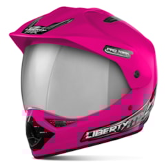Capacete Liberty MX Pro Vision Rosa Viseira Cromada Capacete Liberty MX Pro Vision Rosa Viseira Cromada