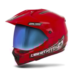 Capacete Liberty MX Pro Vision Vermelho Viseira Camaleão Capacete Liberty MX Pro Vision Vermelho Viseira Camaleão