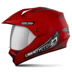 Capacete Liberty MX Pro Vision Vermelho Viseira Cromada Capacete Liberty MX Pro Vision Vermelho Viseira Cromada