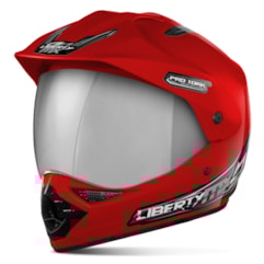 Capacete Liberty MX Pro Vision Vermelho Viseira Cromada Capacete Liberty MX Pro Vision Vermelho Viseira Cromada
