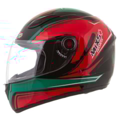 Capacete Mixs Fokker Attack Verde/Vermelho fundo Preto Capacete Mixs Fokker Attack Verde/Vermelho fundo Preto