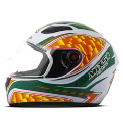 Capacete Mixs Fokker Flame Verde/Laranja fundo Branco Capacete Mixs Fokker Flame Verde/Laranja fundo Branco