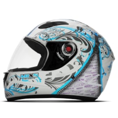 Capacete Mixs Fokker Racing Girls Branco/Azul Capacete Mixs Fokker Racing Girls Branco/Azul