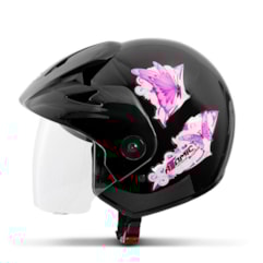 Capacete Moto Aberto Pro Tork Atomic For Girls Preto Capacete Moto Aberto Pro Tork Atomic For Girls Preto