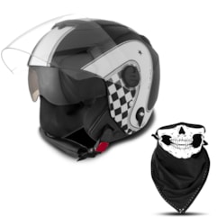 Capacete Moto Aberto Pro Tork New Atomic Vintage Preto/Branco Capacete Moto Aberto Pro Tork New Atomic Vintage Preto/Branco
