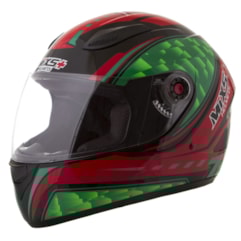 Capacete Moto Fechado Mixs Fokker Flame Vermelho/Verde Capacete Moto Fechado Mixs Fokker Flame Vermelho/Verde
