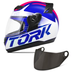 Capacete Moto Pro Tork Evolution G7 Azul Brilhante + Viseira Fumê Azul - Rosa Capacete Moto Pro Tork Evolution G7 Azul Brilhante + Viseira Fumê Azul - Rosa