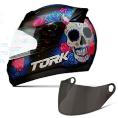 Capacete Moto Pro Tork Evolution G7 Mexican Skull Brilhante + Viseira Fumê Capacete Moto Pro Tork Evolution G7 Mexican Skull Brilhante + Viseira Fumê