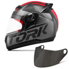Capacete Moto Pro Tork Evolution G7 Preto Brilhante + Viseira Fumê Preto - Vermelho Capacete Moto Pro Tork Evolution G7 Preto Brilhante + Viseira Fumê Preto - Vermelho