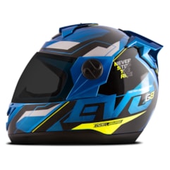 Capacete Moto Pro Tork Evolution G8 Evo Azul e Amarelo - Viseira Fumê Capacete Moto Pro Tork Evolution G8 Evo Azul e Amarelo - Viseira Fumê