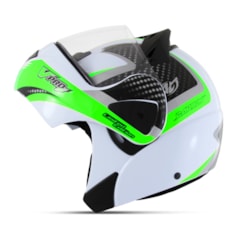 Capacete Moto Robocop Escamoteável Pro Tork V-Pro Jet 2 Branco e Verde Capacete Moto Robocop Escamoteável Pro Tork V-Pro Jet 2 Branco e Verde