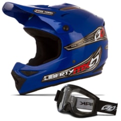 Capacete Motocross Liberty MX Pro + Óculos 788 Preto Pro Tork Capacete Motocross Liberty MX Pro + Óculos 788 Preto Pro Tork