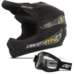 Capacete Motocross Liberty MX Pro + Óculos 788 Preto Pro Tork Capacete Motocross Liberty MX Pro + Óculos 788 Preto Pro Tork