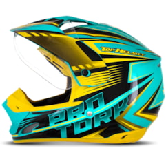 Capacete Motocross Pro Tork TH1 Vision Adventure Verde/Amarelo Capacete Motocross Pro Tork TH1 Vision Adventure Verde/Amarelo