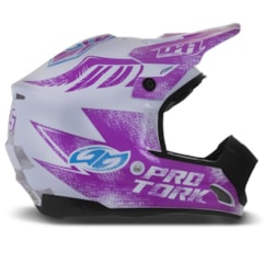Capacete Motocross TH1 Insane 5 Branco e Lilás Capacete Motocross TH1 Insane 5 Branco e Lilás