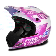 Capacete Motocross TH1 Insane 5 - Branco e Rosa Capacete Motocross TH1 Insane 5 - Branco e Rosa