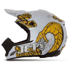 Capacete Motocross TH1 Jett Veneno Branco/Amarelo Capacete Motocross TH1 Jett Veneno Branco/Amarelo