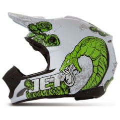 Capacete Motocross TH1 Jett Veneno Branco/Verde Capacete Motocross TH1 Jett Veneno Branco/Verde
