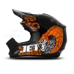 Capacete Motocross TH1 Jett Veneno Preto/Laranja Capacete Motocross TH1 Jett Veneno Preto/Laranja