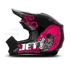 Capacete Motocross TH1 Jett Veneno Preto/Rosa Capacete Motocross TH1 Jett Veneno Preto/Rosa