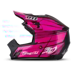 Capacete Motocross TH1 Shield Preto e Rosa Capacete Motocross TH1 Shield Preto e Rosa