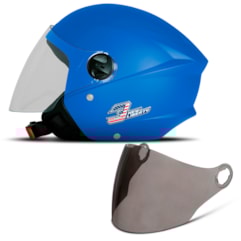 Capacete New Liberty Three Elite Azul Celeste + Viseira Fumê Capacete New Liberty Three Elite Azul Celeste + Viseira Fumê