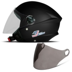 Capacete New Liberty Three Elite + Viseira Fumê Preto Fosco