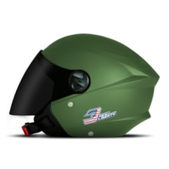 Capacete New Liberty Three Elite + Viseira Fumê Verde Militar Capacete New Liberty Three Elite + Viseira Fumê Verde Militar