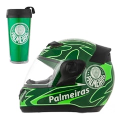 Capacete Palmeiras Pro tork Evolution 3G + Copo Térmico Verde Capacete Palmeiras Pro tork Evolution 3G + Copo Térmico Verde