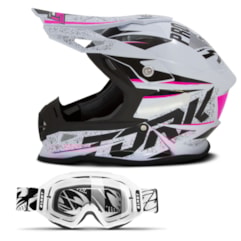 Capacete Pro Tork Cross Fast 788 Skull Pink + Óculos Blast Capacete Pro Tork Cross Fast 788 Skull Pink + Óculos Blast