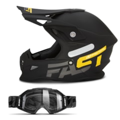 Capacete Pro Tork Cross Fast 788 Solid Amarelo + Óculos Blast Capacete Pro Tork Cross Fast 788 Solid Amarelo + Óculos Blast